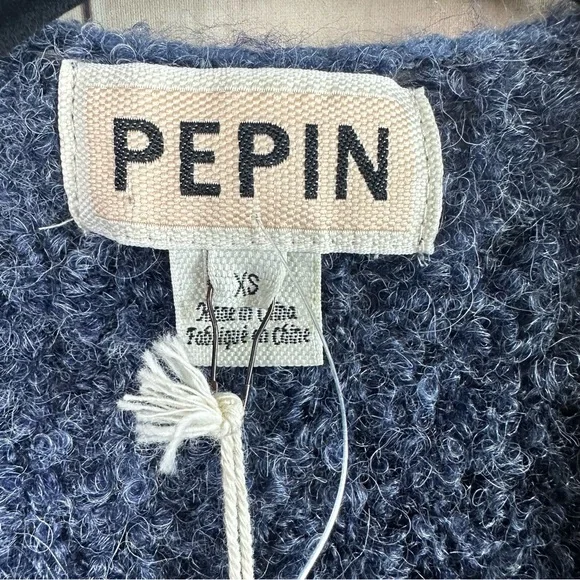 Pepin for Anthropologie Women's Striped Sweater Alpaca Wool- Blue and Gray - Picture 4 of 7